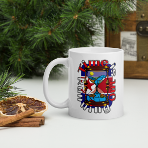 Time Is/N Korea White glossy mug
