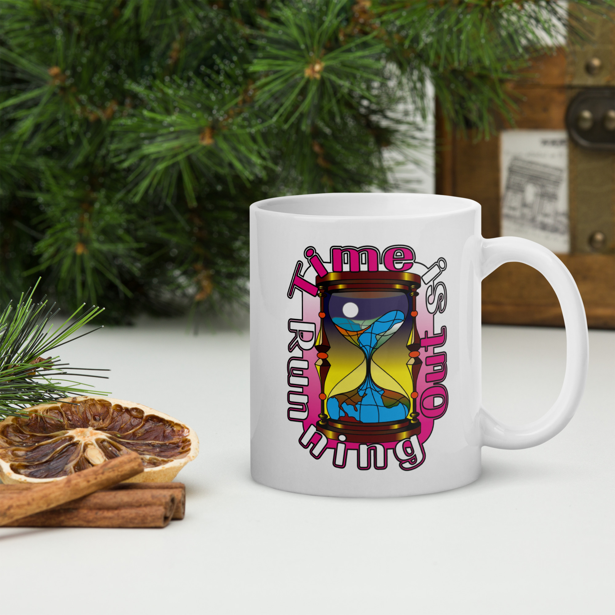 Time Is/Pink White glossy mug
